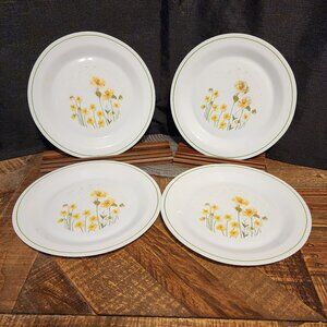 Arcopal France - Yellow Flowers 4 Pc 10 in Plate.